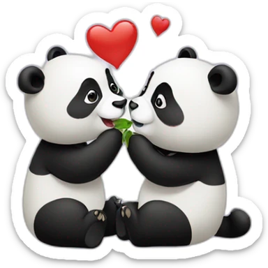 Two Panda kissing  sticker