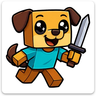 Extract every character from the picture. character including the clothes and accessories they are wearing, and place on a transparent background. Keep the original style and appearance exactly the same. and separately give me the each character picture. There is 3 character in this image. there is two dog

 sticker