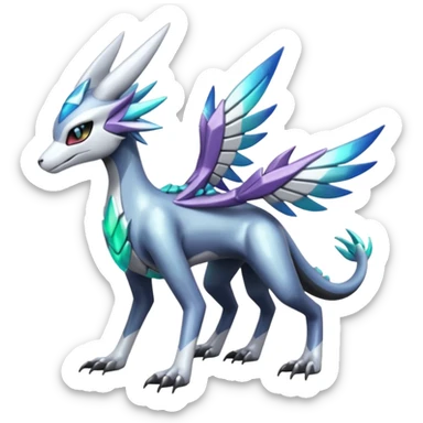 Meloetta-Sergal-Palkia-Dialga-hybrid-fusion-Fakémon-creature, full body sticker
