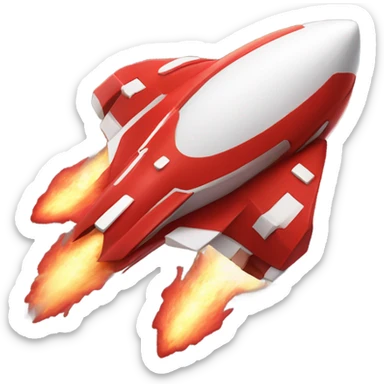  All Red spaceship with white flames spewing out back sticker