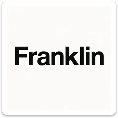 word mark 'Franklin' in title case, clean sans-serif Helvetica-inspired, bold, black sticker