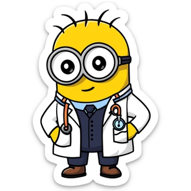 minion character in doctor outfit sticker