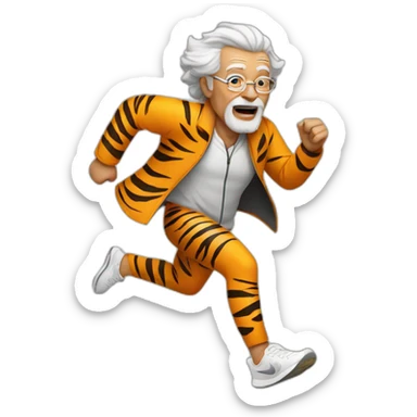 OLD MAN RUNNING wearing a tiger suit and nikes shoes sticker