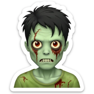 crie um emoji de zumbi homen de cabelo preto bagunçado assim🧟 sticker