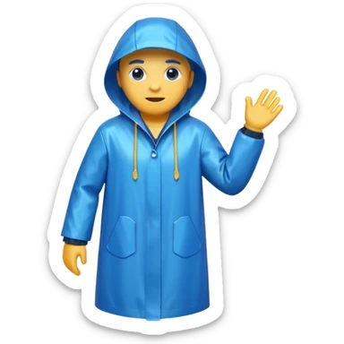 blue raincoat, just rain coat, negative: character. sticker