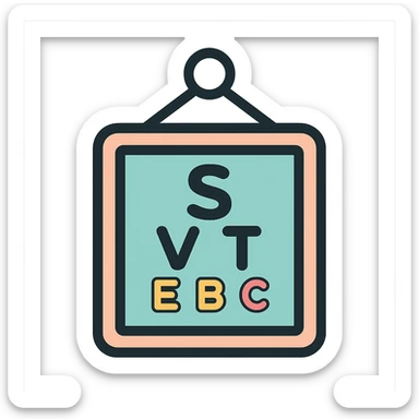 Sivtsev eye chart vector icon hanging on a loop with more rounded corners, shadows and highlights, pastel palette sticker