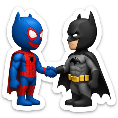 Spiderman and Batman shaking hands sticker
