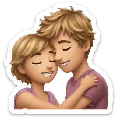 Boy giving a friendly kiss to a girl's cheek sticker