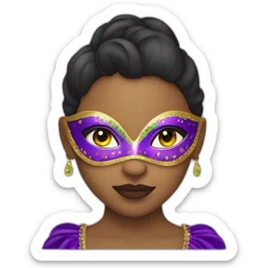 girl wearing a mardi gras mask light skin sticker