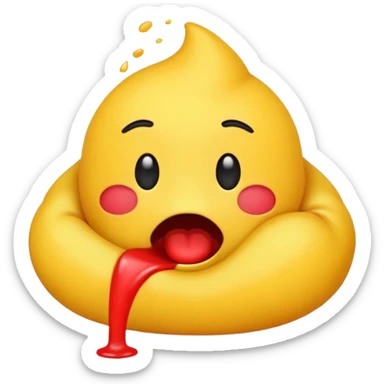  classic yellow emoji vomits with red stuff from mouth sticker