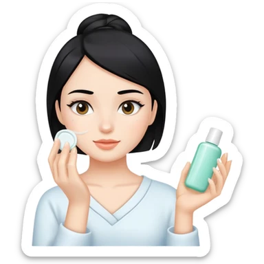 Black hair girl white skin skincare sticker