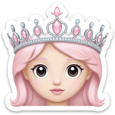 pale pink tiara sparkly silver with pastel pink iphone   sticker