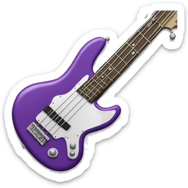 Purple 4 string bass guitar  sticker