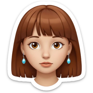 i want an emoji of a girl, with brown bangs for hair and a piercing on her nose sticker