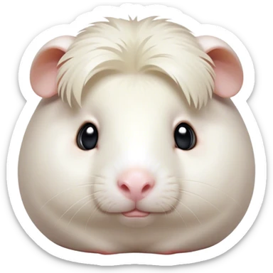 Cinematic Noble White Guinea Pig Portrait Emoji, Poised and regal, with a compact, chubby build and a pristine, well-groomed pure white coat, deep-set soulful dark eyes, Simplified yet sharp and sophisticated features, highly detailed, glowing with a soft, dignified glow, high shine, intelligent and sweet, stylized with an air of gentle purity, focused and attentive, soft glowing outline, capturing the essence of a watchful and confident little companion, so majestic it feels as though it could scurry out of the screen with effortless authority! sticker
