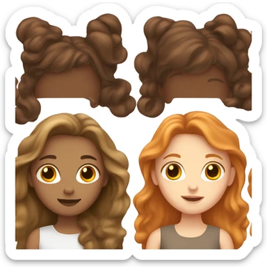 four girls with black, white, ginger and brown hair  sticker