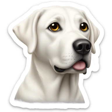 White lab with black spot of right eye sticker