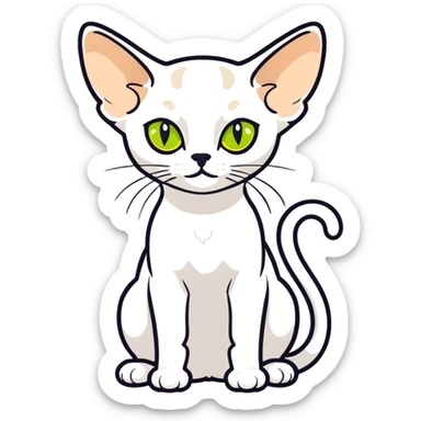 white devon rex cat with yellow-green eyes sticker