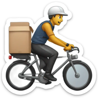 food delivery guy on a bicycle sticker