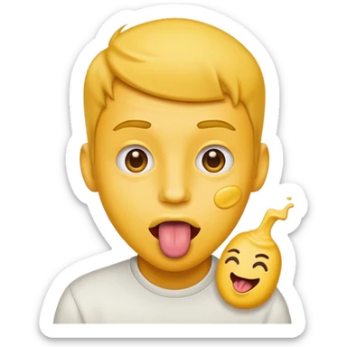 guy with tongue out and mustard on his tongue, emoji style sticker