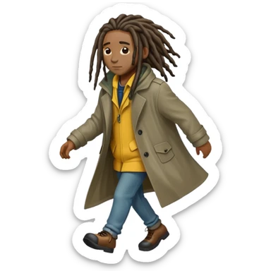 Black person with dreads walking in the rain sticker