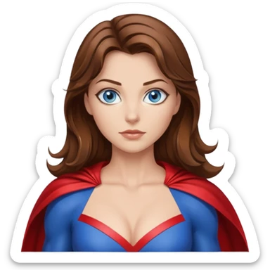 Brown hair blue eyes sexy superhero big chest sticker