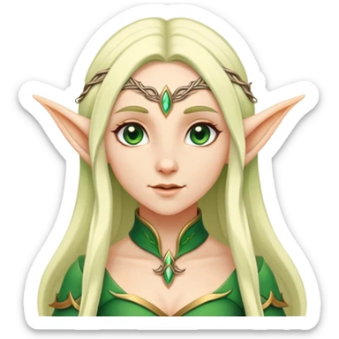 female elf with pointed ears and long hair sticker