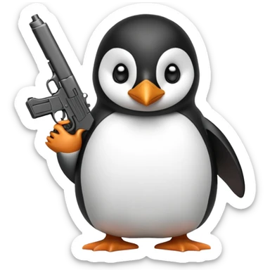 Penguin with gun sticker