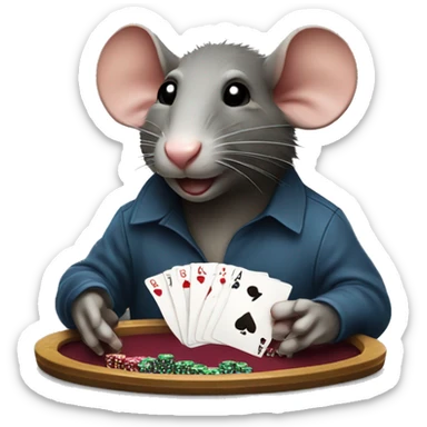 Rat playing poker sticker