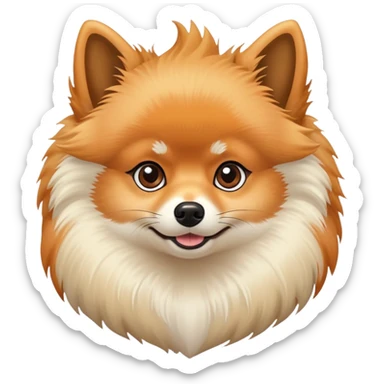 fluffy Pomeranian dog with pointy ears, fox-like face, and plumed tail sticker