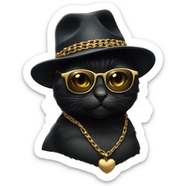black cat looking gangster sticker