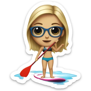 white girl paddle boarding  sticker