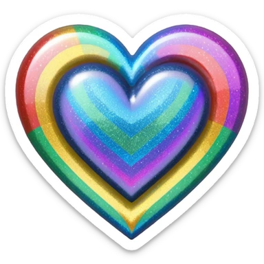 Black holographic glitter heart  sticker