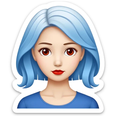 buat wanita berambut panjang pirang, warna mata biru, dan mengenakan baju merah muda terang dengan pita di kepalanya  sticker