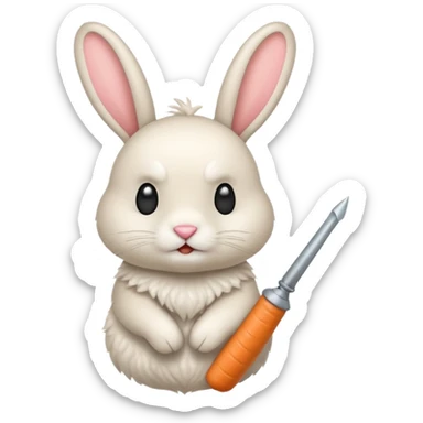 Crea un emoji de un conejo enojado con una arma sticker