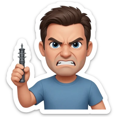 angry chappl holding in hand sticker