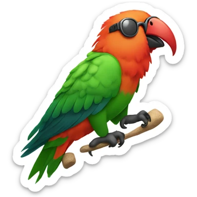 King parrot wearing sunglasses with an umbrella in the tain sticker