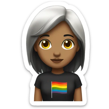 girl with lesbian flag, black hair and yellow eyes  sticker