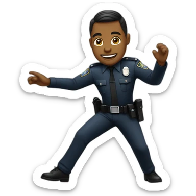 black police officer with tied hair dancing sticker