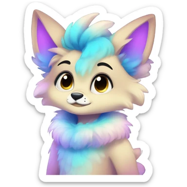 Adorable innocent cute gradient-Sparkle-nebula-fursona anthropomorphic furry full body sticker