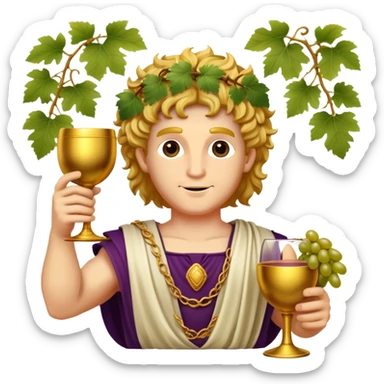Bacchus Roman god of wine with grape vines and goblet sticker