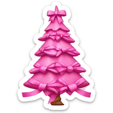 pink christmas tree with bows sticker