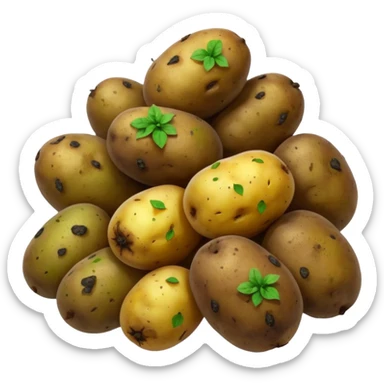 Normal sized emoji of rotting potatoes with mold based on these: 🍠🥔 please make realistix sticker