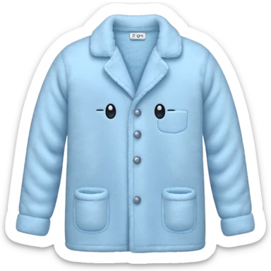 emoji of an isolated cozy pajama top made of fluffy fleece fabric, super soft plush texture, light grey with pastel blue tint, button-down long sleeves, neatly folded flat-lay, no person, no body, no mannequin, warm winter pajama mood, soft shadows sticker