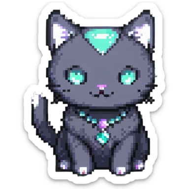 gem cat in pixel art style sticker
