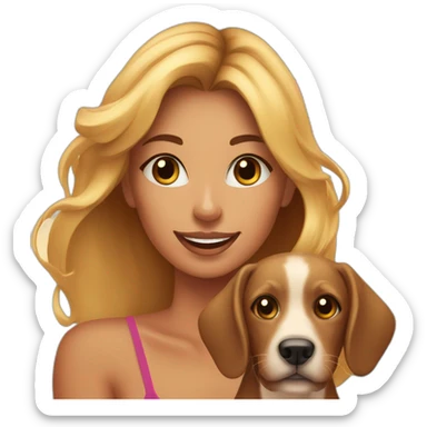 femme entrain de bronzer a la plage avec un chien sticker