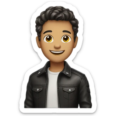smiling boy in leather jacket sticker