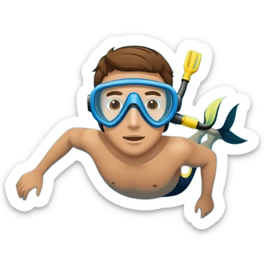 person snorkeling with mask and snorkel in blue water sticker