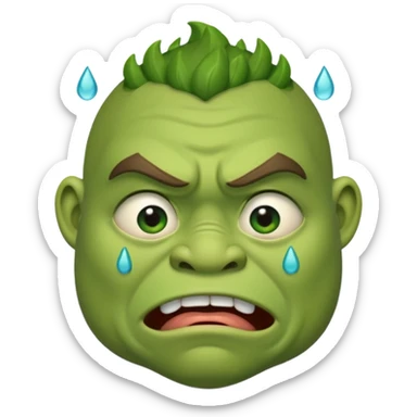 An oger is crying with tears in his eyes sticker