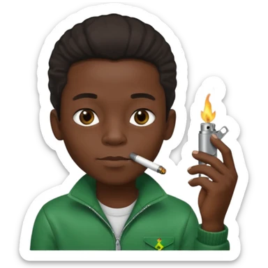 Jamaican boy smoking with lighter sticker